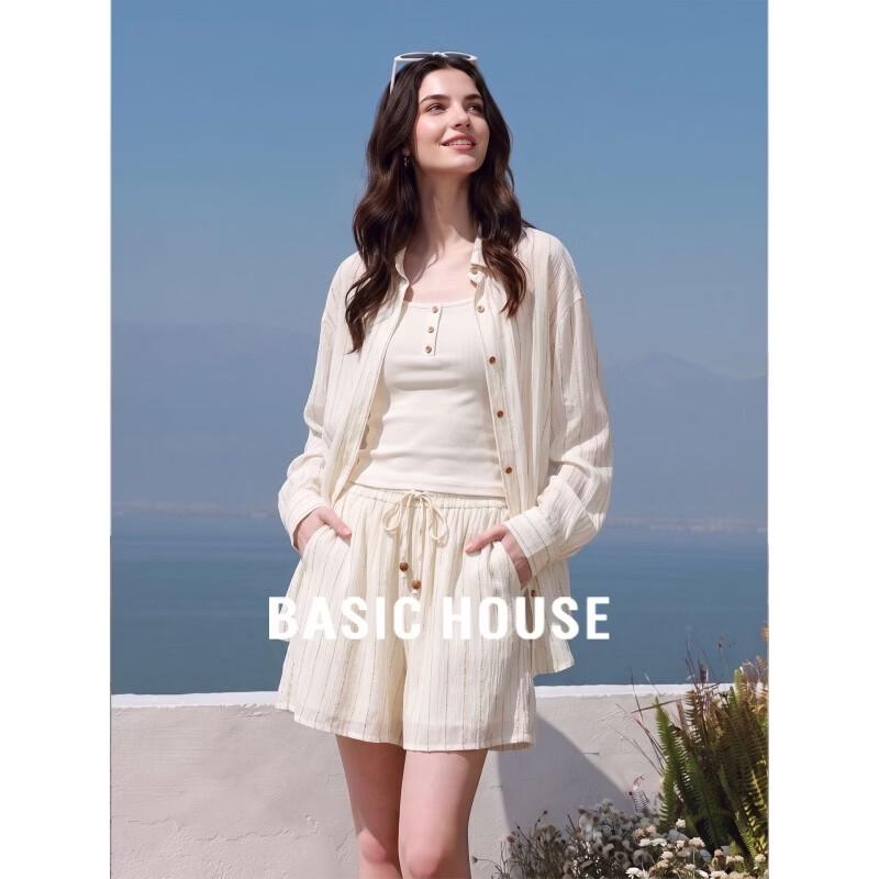 Basic House Women s Striped Sun Protection 3-Piece Set L