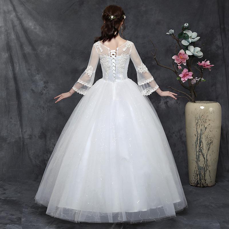 Plus Size Wedding Dress Fat New One-shoulder Mid-sleeved Korean Brides