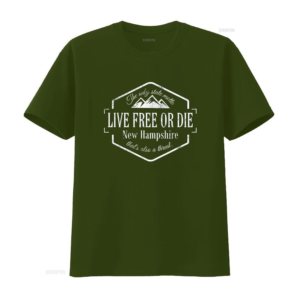 New Hampshire Live free or die motto dello stato design divertente 603 T Shirt vintage Lavato Elasticizzato Unisex Comodo Traspirante