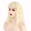 MISS WIG Women Natural Curly Hair Extensions with Bangs Short Wig Synthetic Fiber Corn Perm Hair Piece Cosplay Party Daily Use