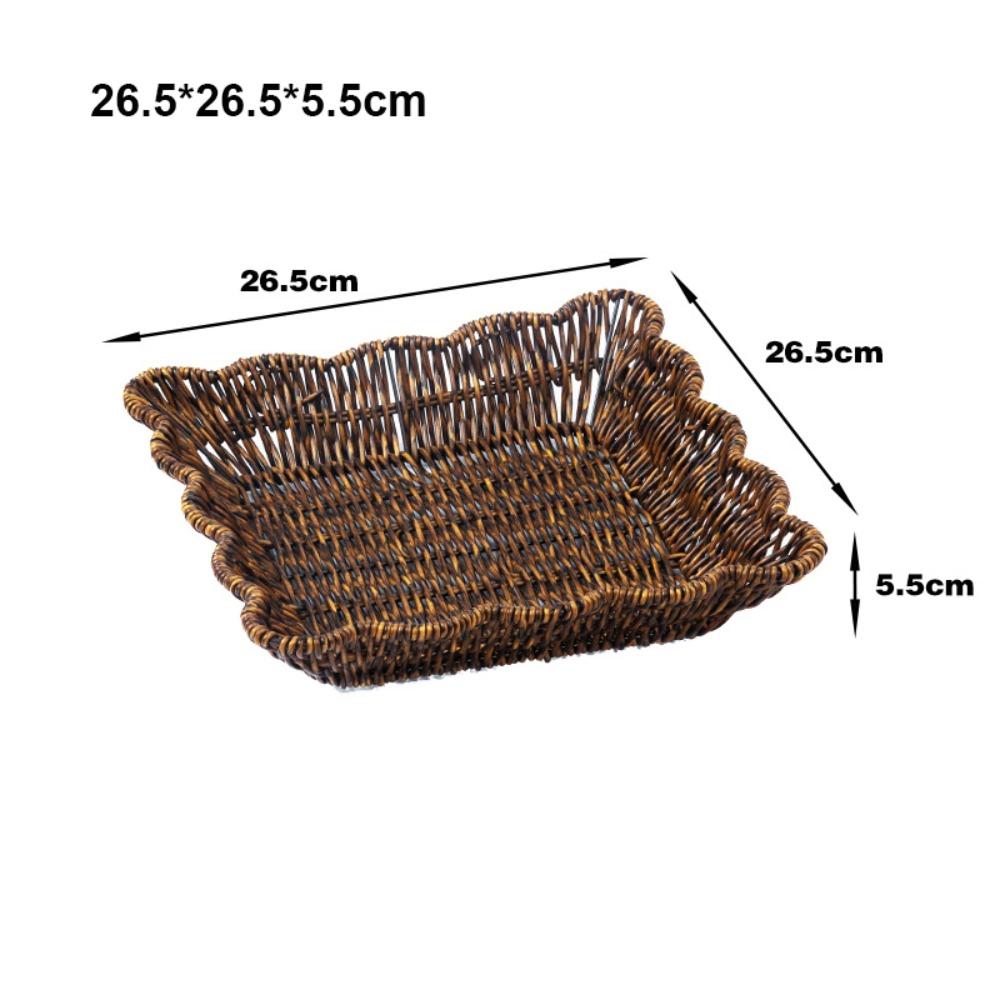 

Ретро Плетеный Органайзер Плетеный Ротанговый Поднос для Чая Свадебные Конфеты Цветы Хранение 26.5*26.5*5.5cm