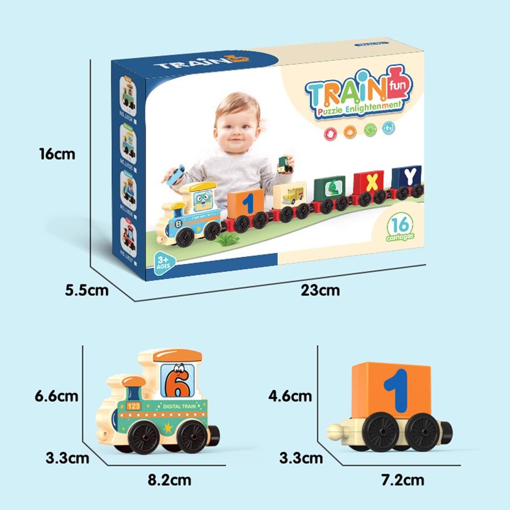 Edukacyjny Pociąg Drewniany Z Literkami - Train Fun 16 Elementów