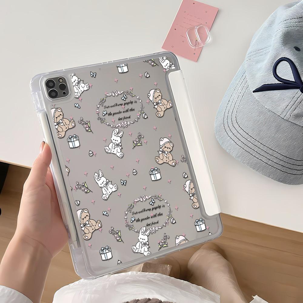 For iPad Pro 11 Gift Bear Rabbit Y Folding Sticker Flat Case Acrylic iPad Pro13 Factory