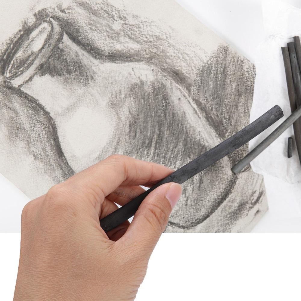 25PCS Four Types Charcoal Sticks Black Artist Charcoal Strips Quick Sketch Outlining