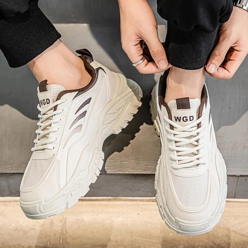 Nowe Męskie Buty do Biegania na Grubej Podeszwie, Podwyższane, Lekkie, Modne, Wszechstronne, Antypoślizgowe i Trwałe Buty Sportowe i Rekreacyjne