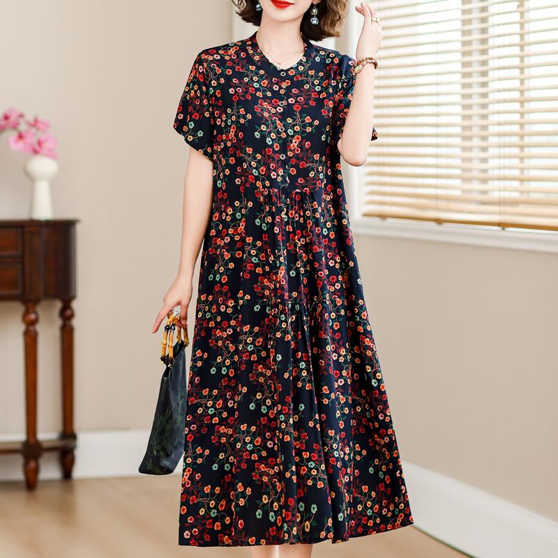 Lockere Kleider für Damen im Sommer, Übergröße, lässig, kurzärmelig, elegante Kleider für Damen, Vintage-Kleidung