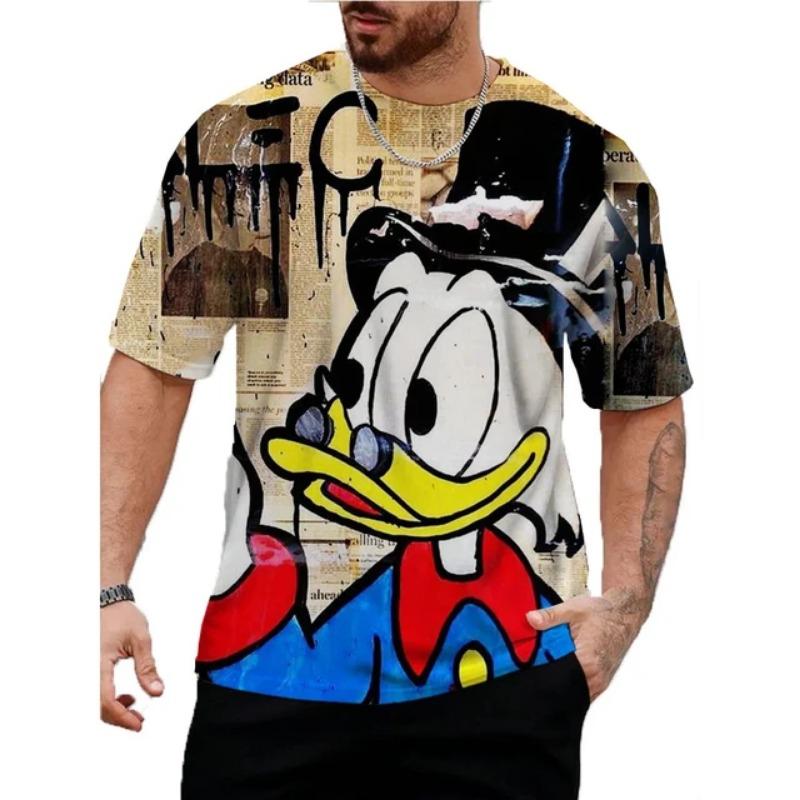 Disney Sommer Herren Niedliches Donald Duck T-Shirt Cartoon Top T-Shirt Herren und Damen Lustige Kurzarm Kleidung Lässige Streetwear