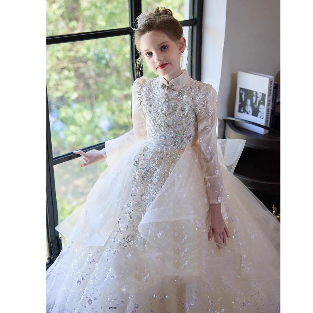 Rochie de Prințesă din Tul Șampanie 2025: Ținută Formală pentru Zi de Naștere și Interpretare la Pian pentru Fete