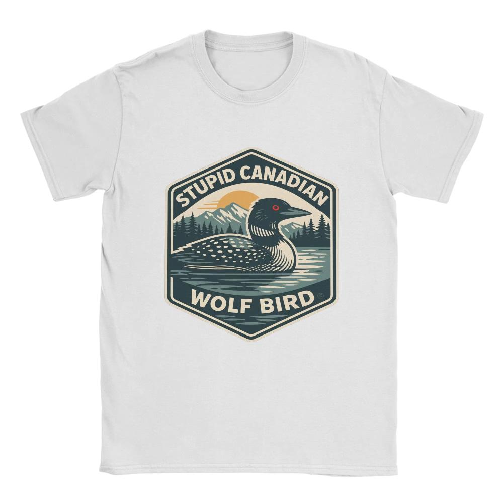 Vintage TShirt Beach Stupid Canadian Wolf Bird Hippie Men Women TShirts Cotton Tee Shirt Aesthetic Big Size Short Sleeve Tops
