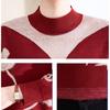 Women's Colorblock Stand Collar Sweater Long Sleeve Rhinestone Print Sweater Autumn/Winter