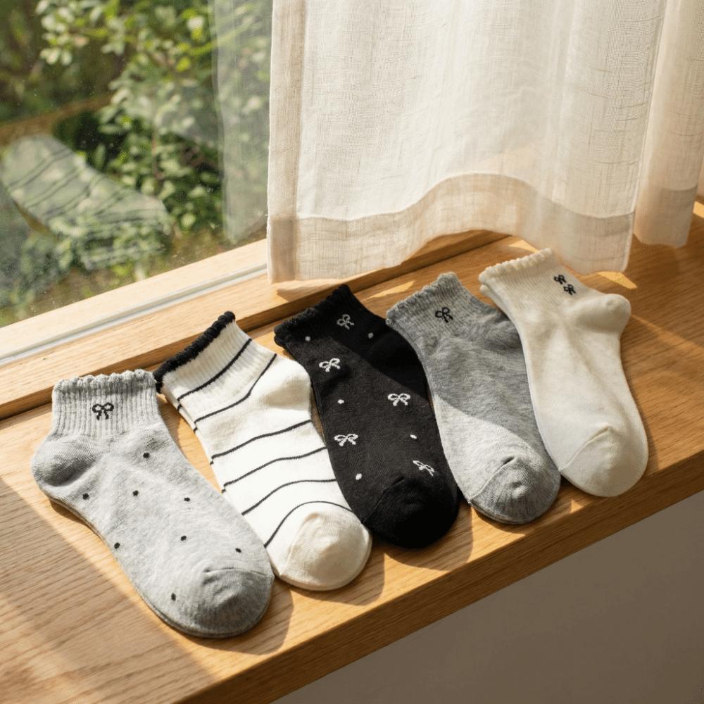 Low Cut Short Tube Socks Breathable Bow Boat Socks Korean Style Kawaii Shallow Socks  Warm