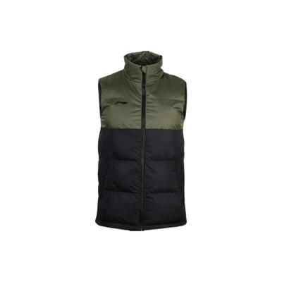 Li Ning Football Series Logo Color Block Warm Stand Collar Cotton Vest Men Vests Dark-Green AMMR015-2