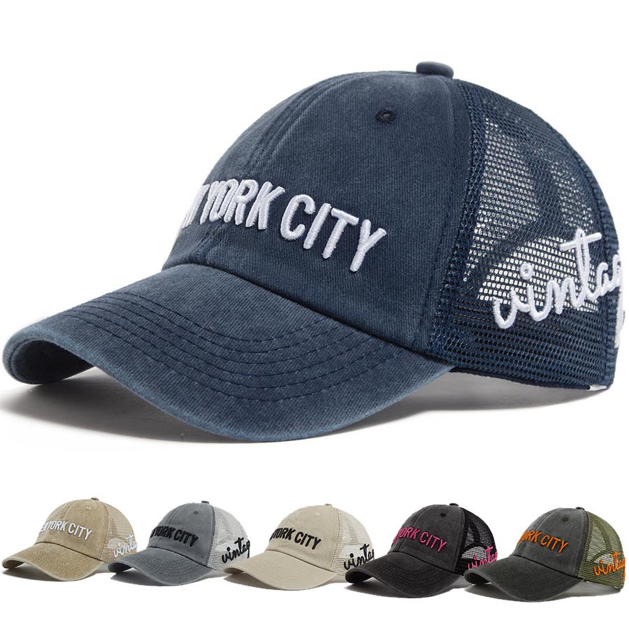 NEW YORK CITY Embroidery Baseball Cap Men Summer Mesh Caps Women's Snapback Side Vintage Side Letter Hip Hop Trucker Hat Unisex