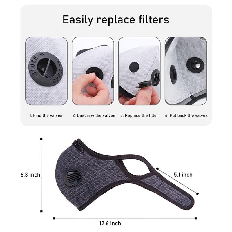 Sturmhauben Gesichtsmaske mit Atemschutz für Männer Frauen Staubdicht Filter Biker Mundschutz Wiederverwendbare Sportmaske