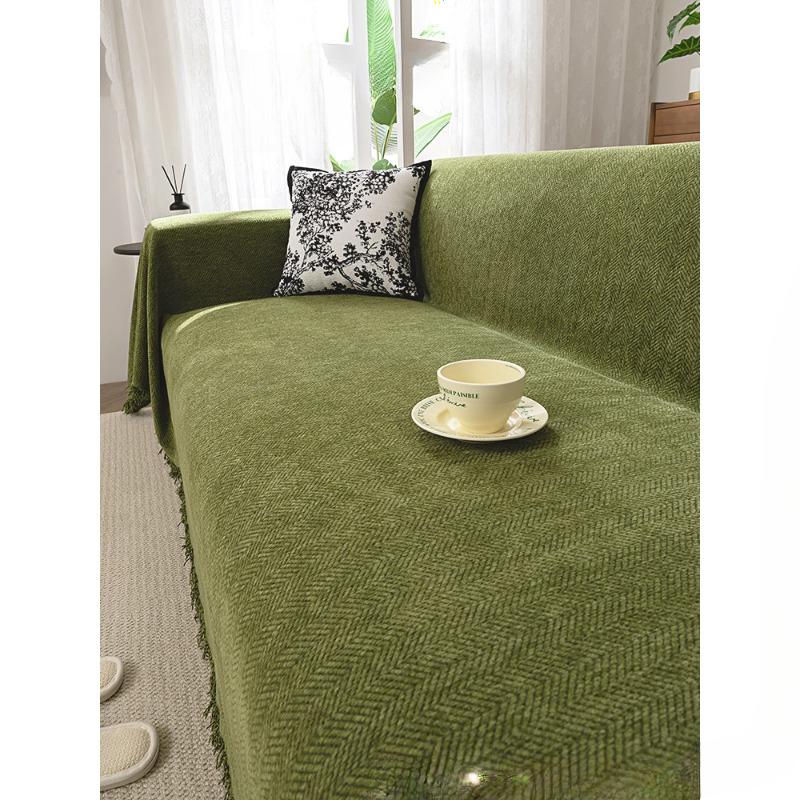 Herringbone Sofa Towel Full Covered Cloth High-Grade Simple Matcha Green Four Seasons Universal Full Covered Universal Cover Cover Blanket