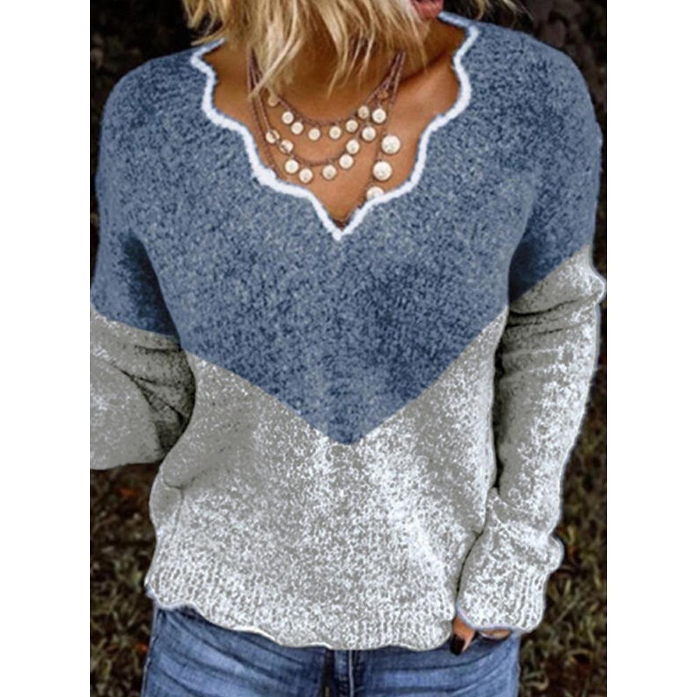 2025 Women's V-neck Knit Pullover Sweater - Cute, Multiple Colors, In Stock