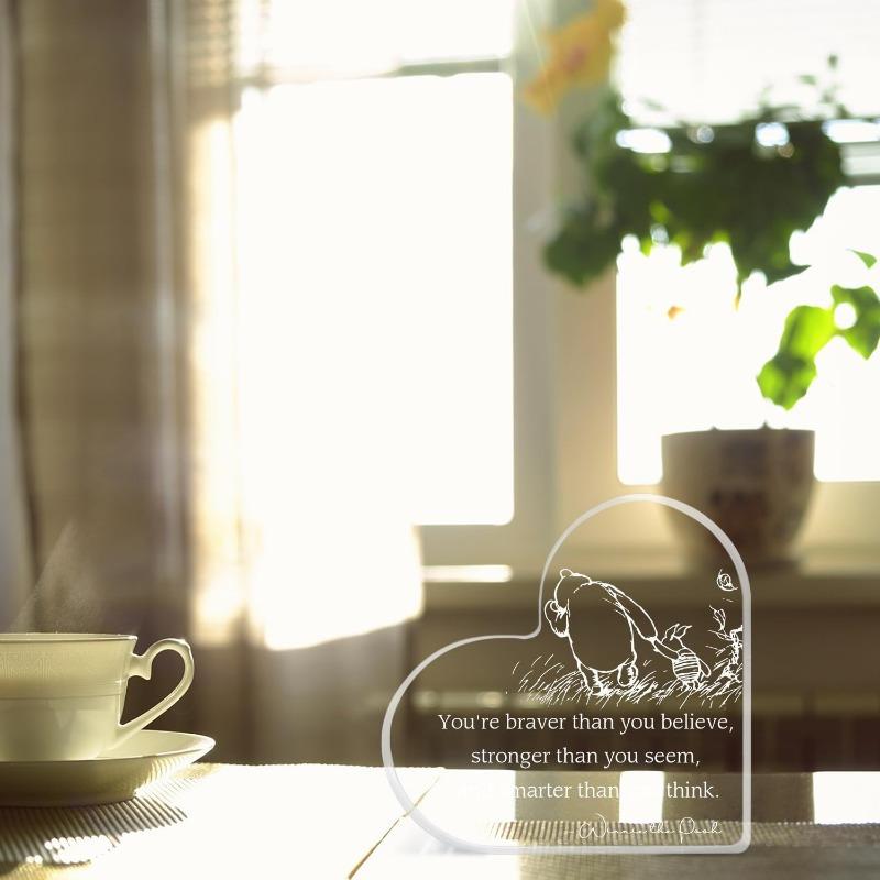 Bürodekoration für Freunde und Bärenliebhaber, Geschenke für gute Freunde, dekoratives Tischlogo aus Acryl in Herzform