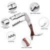 Personalized Waiters Corkscrew Wine & Beer Bottle Opener Wooden Cork Opener, Stainless Steel, Engraving of the Recipient's Name