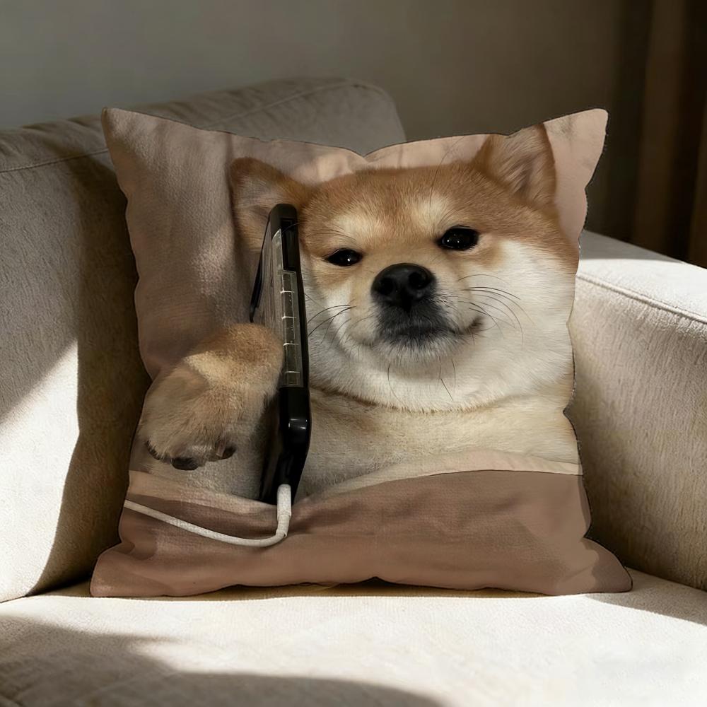 Federa per Cuscino Shiba Inu Carino Copricuscini in Lino Copertura per Divano Soggiorno Panca Patio Pavimento Decorazioni per la Casa in Lino