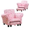 Toddler Chair Children's Armchairs Wood Frame W/ Footrest Anti-Slip Legs High Back Arms for Bedroom Playroom Cute Cloud Star Pink