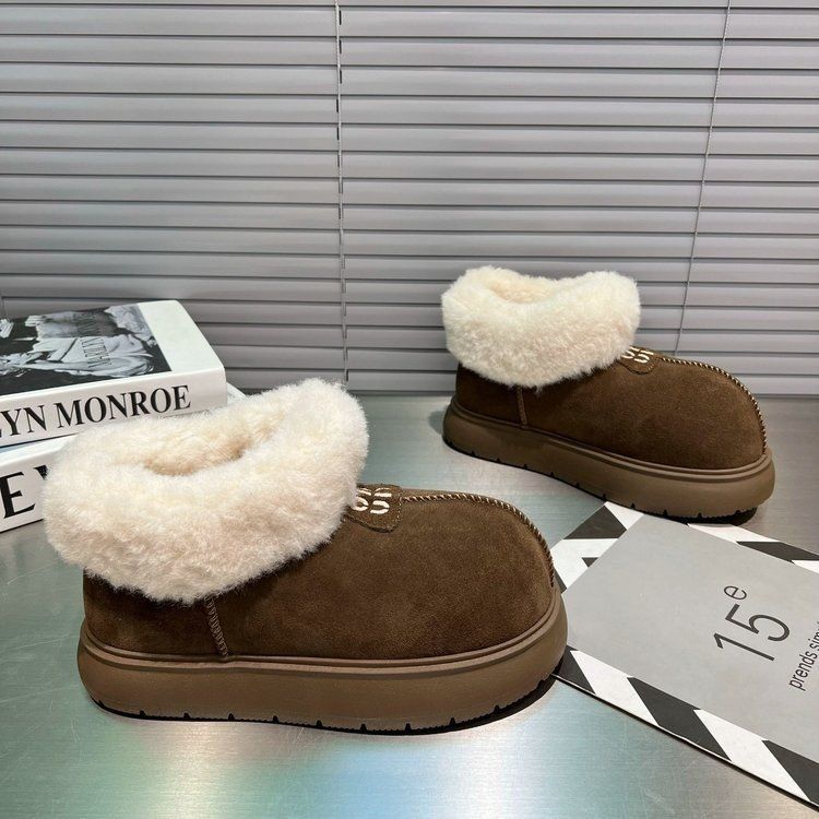 Thick-soled fur integrated 2025 new autumn and winter plush thickened fluff shoes soft-soled warm snow boots women's shoes