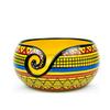 Ceramic Attractively Hand Painted Gorgeous Stoneware Yarn Ball Storage Bowl with Innovative Dispensing Curl  (African Yellow, Medium)