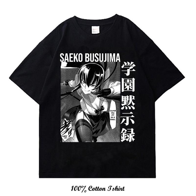Japanese  Anime Highschool of the Dead Graphic Print T Shirt Fashion Plus Size Cotton Crew Neck Short Sleeve T Shirt Women Unisex