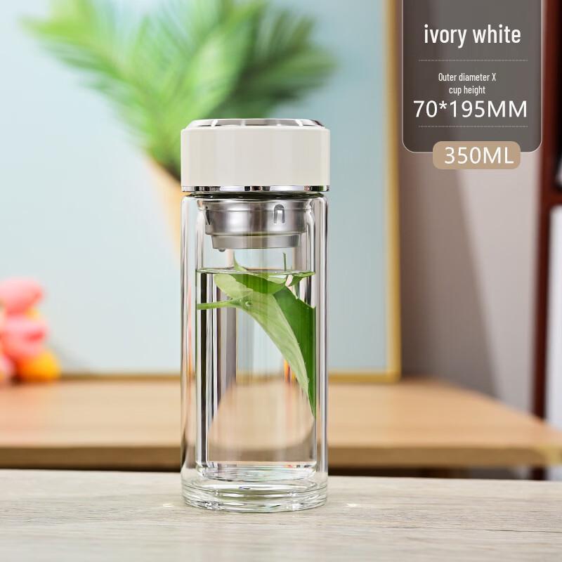 Shangqi Double-Wall Glass Business Tea Cup with Lid