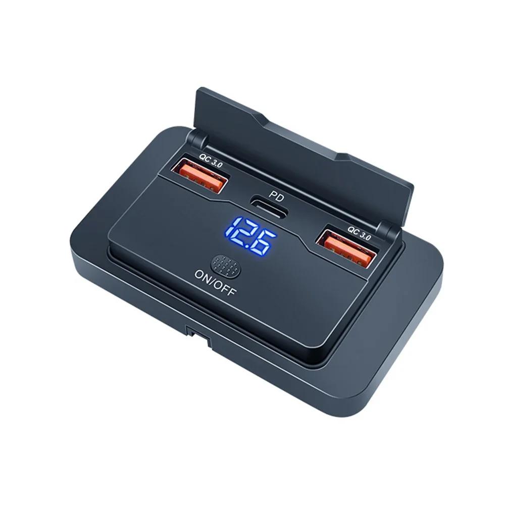 12V-24V Zásuvka nabíječky do auta PD 30W a QC 3.0 18W USB C Duální porty Rychlonabíjecí zásuvka Panel s tlačítkovým spínačem pro RV Loď Auto