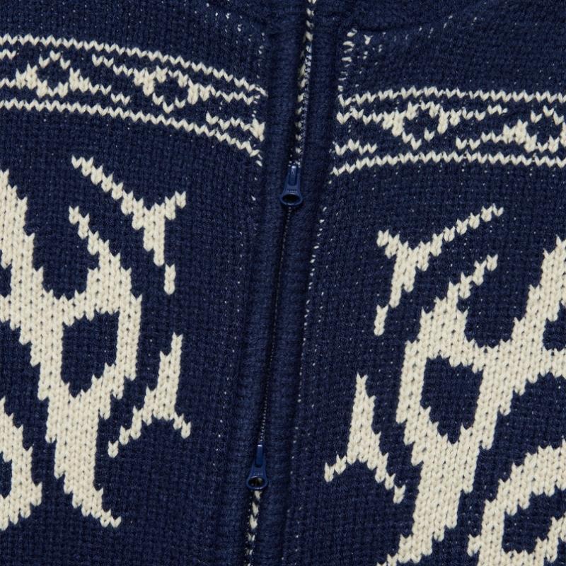 NOMANUAL 24fw Cowichan Kapuzen-Reißverschluss Jacke Marine