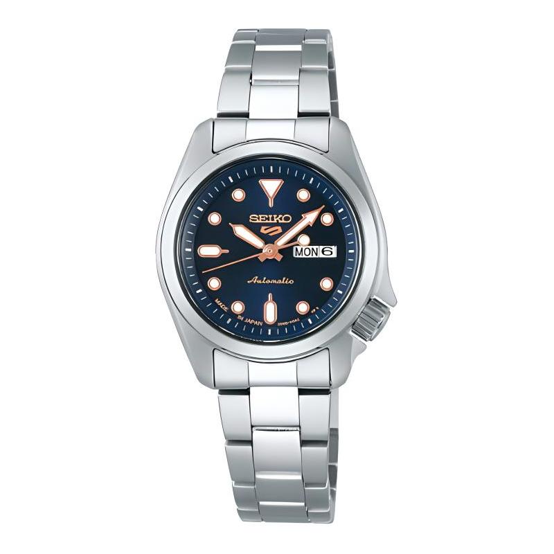 

SEIKO 100 meters waterproof Automatic Steel Strap 28mm women s watch blue dial SRRA007 синій