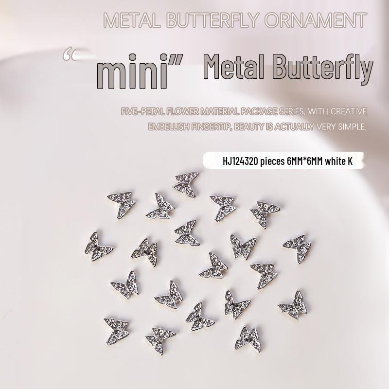 20-Piece Minimalist 3D Butterfly Nail Art Decorations in Gold & Silver