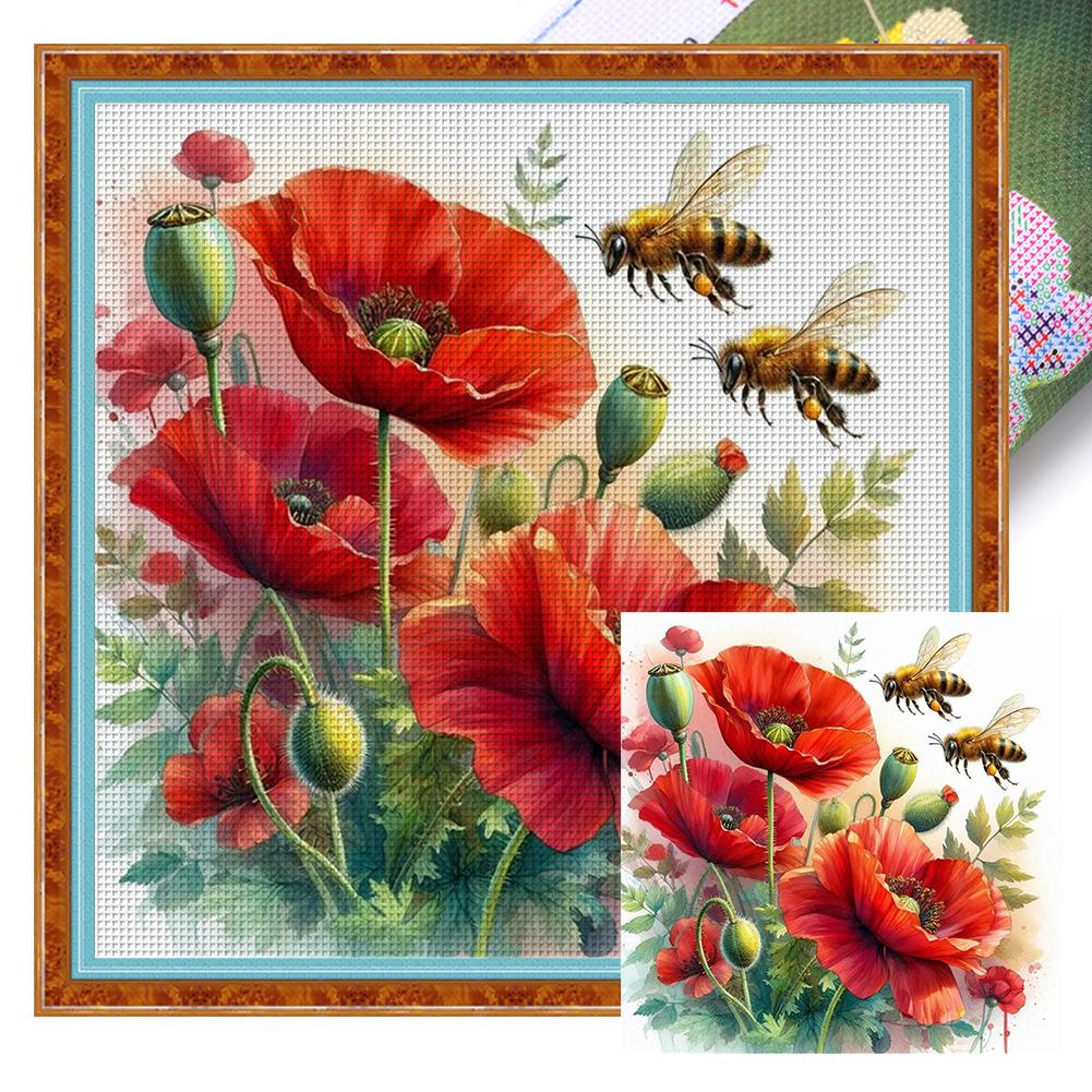 Full Embroidery cotton Thread 11CT Printed Flower Cross Stitch Kit Art