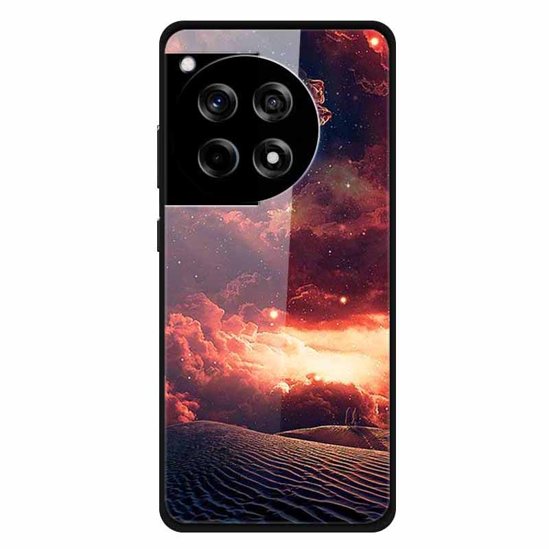 For OnePlus 12R 5G/Ace 3 5G Case Stylish Pattern PC+TPU+Tempered Glass Cell Phone Cover