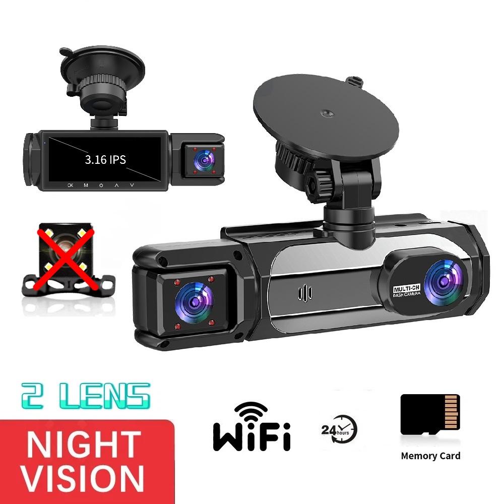Dash Cam 3 Channel Car Black Box WiFi DVR HD 1080P Video Front Built-in and Rear Camera W/IR Night Vision Car Accessories