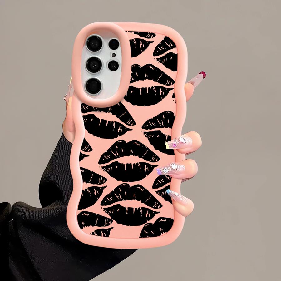 Case for Samsung Galaxy A25 S22 Ultra S21 S20 FE A26 S23 Plus S24 S25 Soft Phone Cover A34 A55 A24 A35 A36 A54 Lips Kiss Print