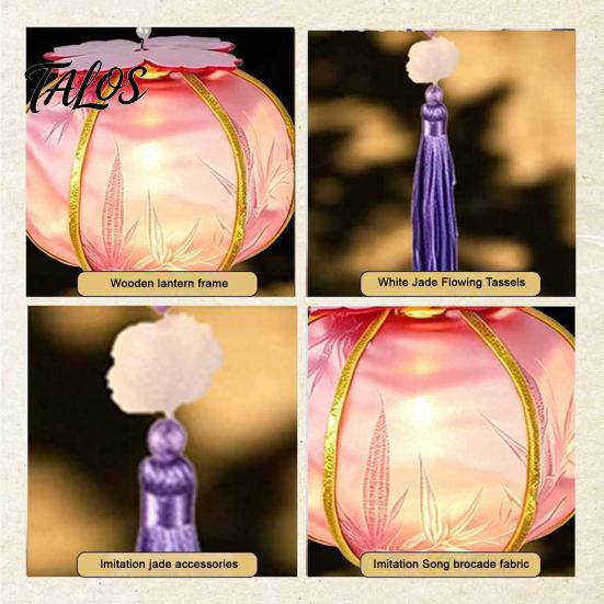 Chinese Style Persimmon Lantern Spring Festival DIY Material Kit, Light Up Handmade Shaped Home Decor Holiday Hanging Ornament with Tassel for
