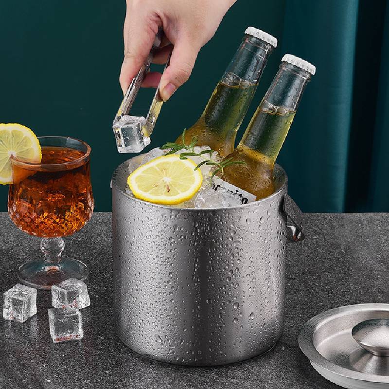 Stainless Steel Ice Bucket Double Layer Cooler For Bar Lounge Party And Wine Storage