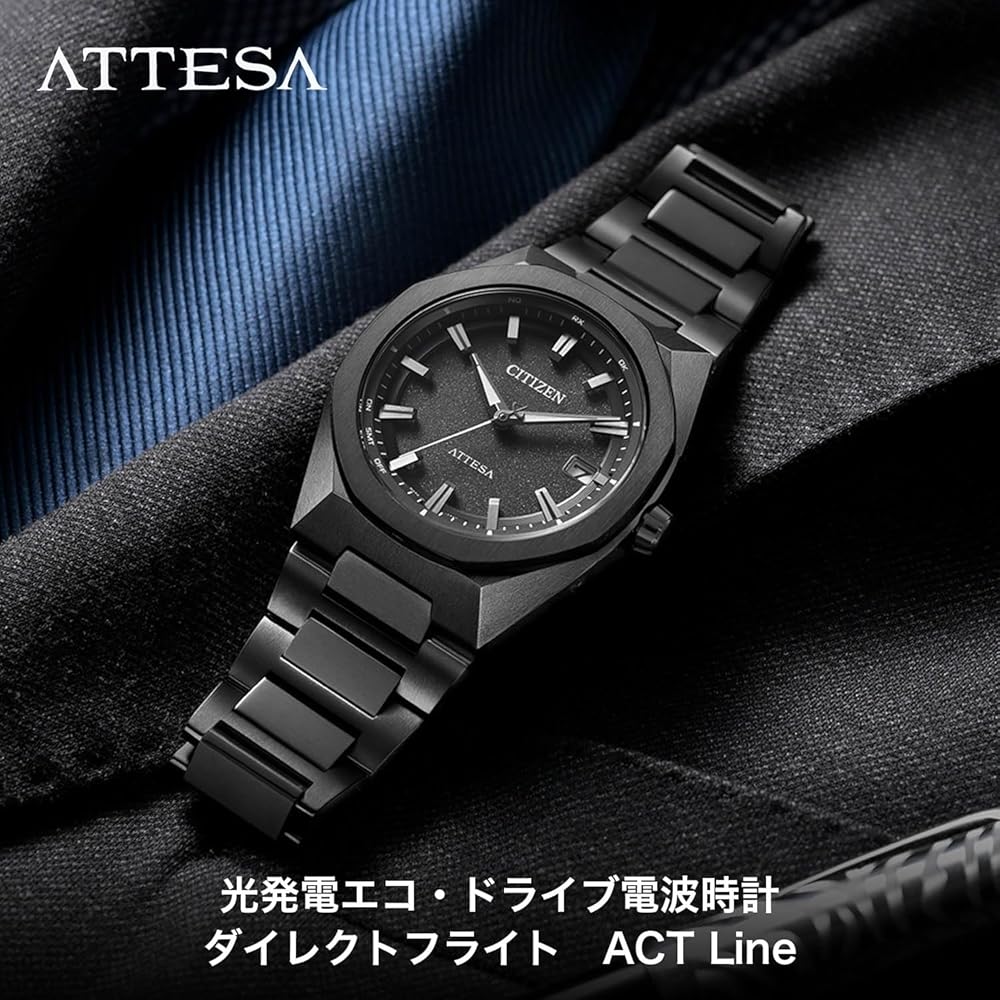 Citizen Attesa Eco-Drive Solar Watch Black Titanium 3-Hand Waterproof Men's Analog Sapphire Glass