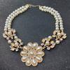 Yousheng Women Necklace Bohemian Elegant Double-layer Sun Flower Pendant Geometric Ladies Faux Pearl Choker Necklace Jewelry Decoration Gift for