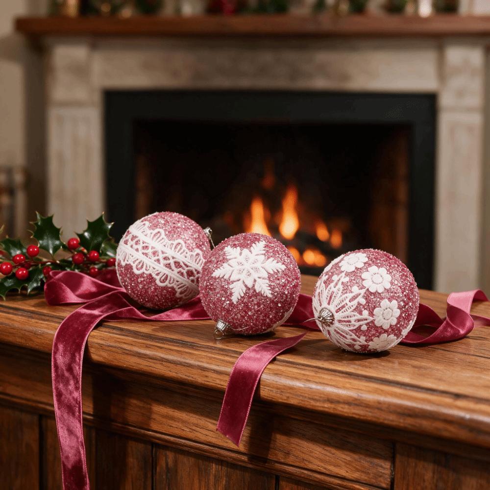 9PCS Lightweight Christmas Ball Ornaments Glitter Christmas Tree Decorations Wedding Decor