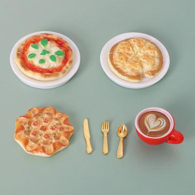 7Pcs/Set Dollhouse Miniatures Cheese Pizza Tableware Mini Cutlery Knife Fork Spoon Set Diy Tableware Doll Accessories