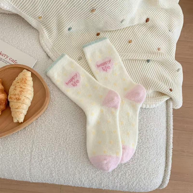 

Plush Socks for Women in Autumn and Winter, Thickened Coral Fleece, Warm and Cute Australian Fleece Cotton Socks, Home Floor Sleeping Socks 1 pair