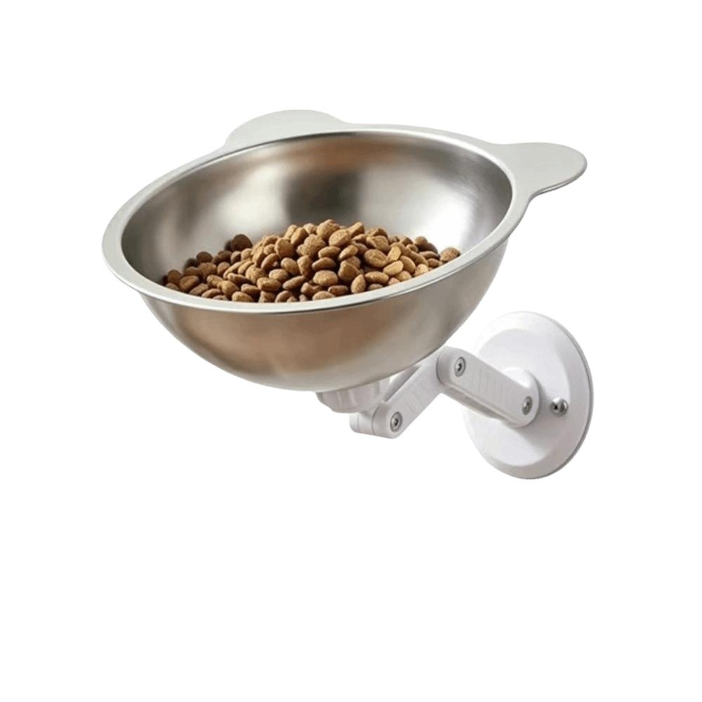 Stainless Steel Magnetic Cat Bowl Height Adjustable Cat Food Bowl Pet Feeding белый