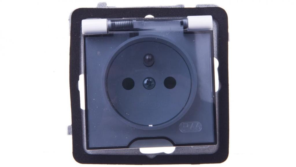 As Splashproof Socket Z/U Ip44 With Shutters Transparent Flap White Gph-1Gzp//00/D