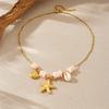 DIEYURO 316L Stainless Steel Irregular Shell Golden Scallop Pendant Necklace Women New Trend Waterproof Neck Chain Jewelry Gift