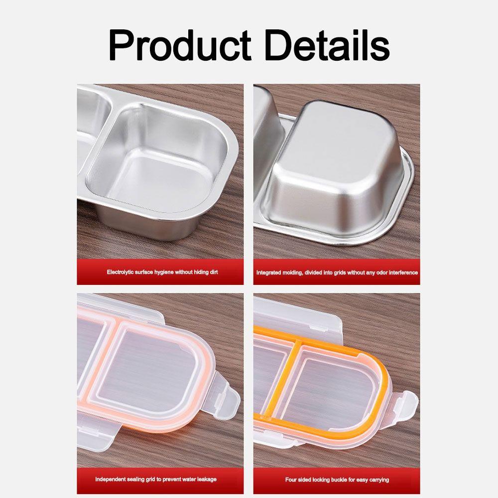 Durable 304 Stainless Steel Lunch Box Leak-proof Seal with Lid Fresh-keeping Box Compartment Bento Box