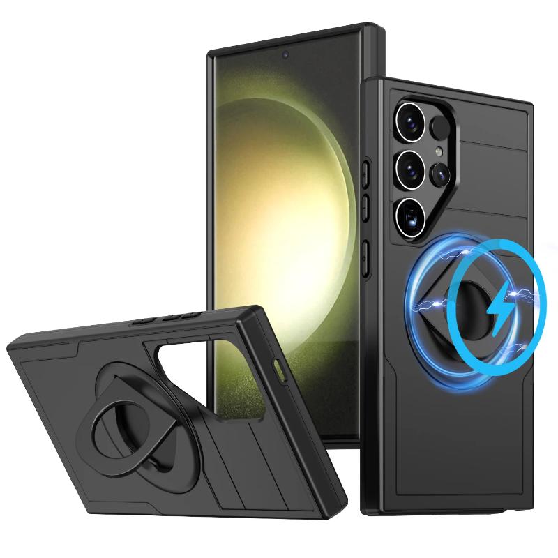 Heavy-duty Armored 2-in-1 Fall-proof Case for Samsung Galaxy S25 Ultra S24 FE S25 S24 Plus Magnetic Ring Stand Phone Case