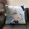 Cute Furina Genshin Impact Cushion Cover Natural Linen Organic Fabric Double-Sided Printing Sofa Home Decor Gift Pillow Case