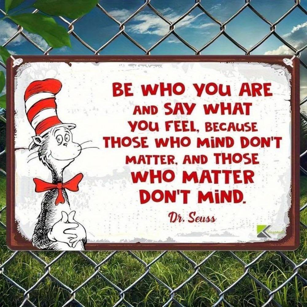 Vintage Metal Sign with Quote Be Who You Are and Say What You Feel Humorous Outdoor Wall Art for Home Bar Garden Durab 20X30CM